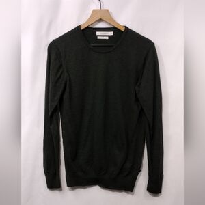 Jack & Jones Pure Merino Wool Crewneck Sweater Mens L Green Comfy Holiday Retro